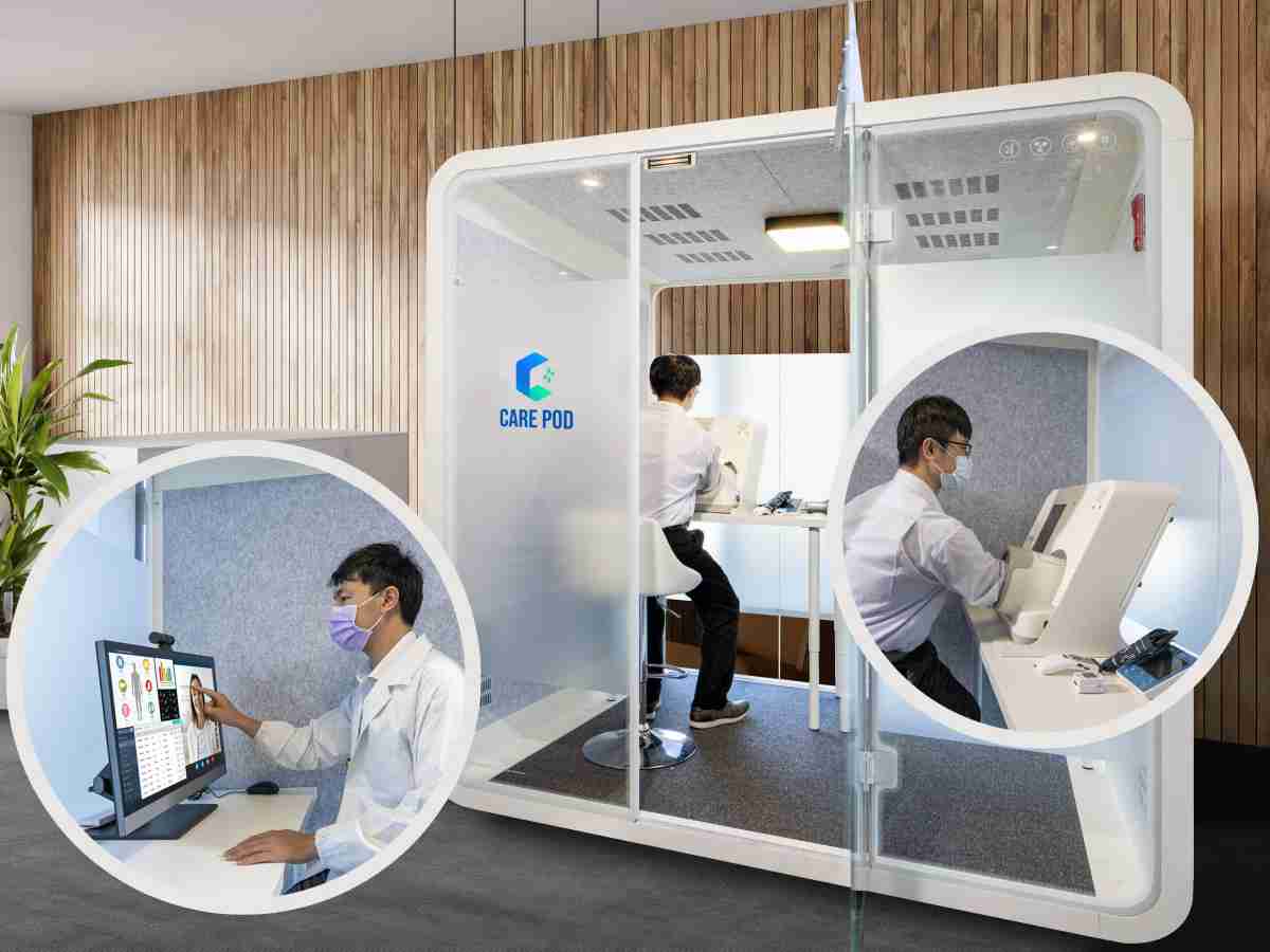 达擎于医疗科技展中展出＂远距诊疗舱＂，，，以因应医疗数字化及社会高龄化趋势下、、、复诊及慢性病患等族群对于远距看诊需求逐渐升高所推出的创新整合方案。。。多功能合一、、高隐私性的远距诊疗舱可根据病患端与医师端的不同需求，，提供弹性化及客制化功能，，，节省医生和病患的精力及时间