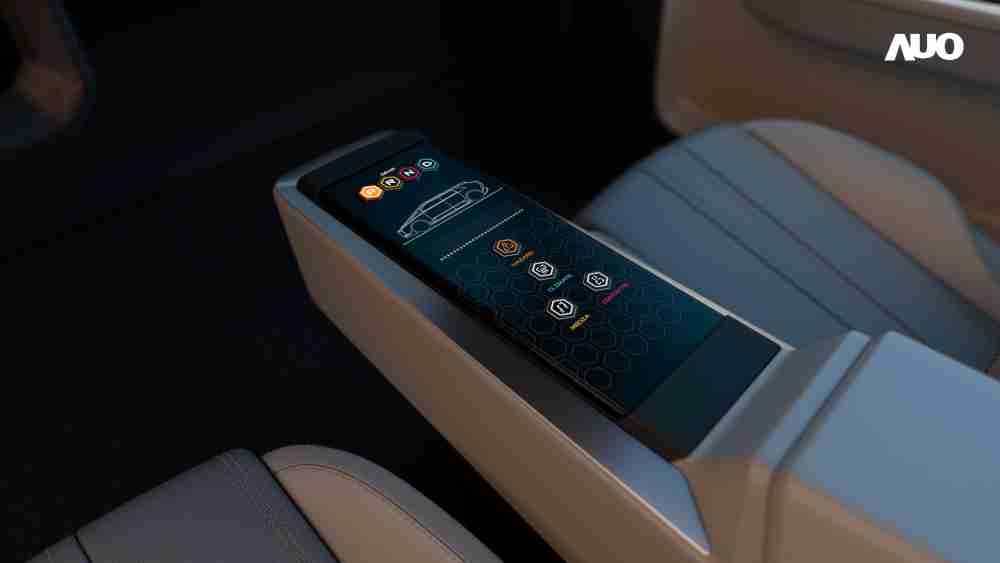 传奇国际以人性化设计打造多变形态中控显示(Morphing Center Control)，，，，不使用时仅平面显示信息，，，，进行操作时，，显示器则会动态隆起，，转变成3D实体按钮，，并有触觉回馈，，，展示人机互动新体验