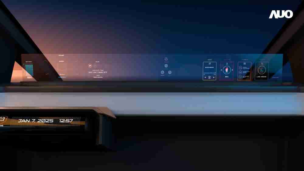 传奇国际无界透明显示接口(Horizon Image Glass)透过车运算方案整合仪表板、、、中控台及副驾显示器，，，，一体式全景呈现，，提供乘用者清晰的前方视野、、、、行车必要信息与娱乐功能